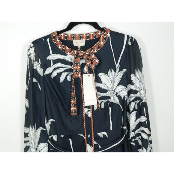 Ciebon Dress Size Small Brown Black Bow Flower Eddie Pleated - Picture 6 of 11